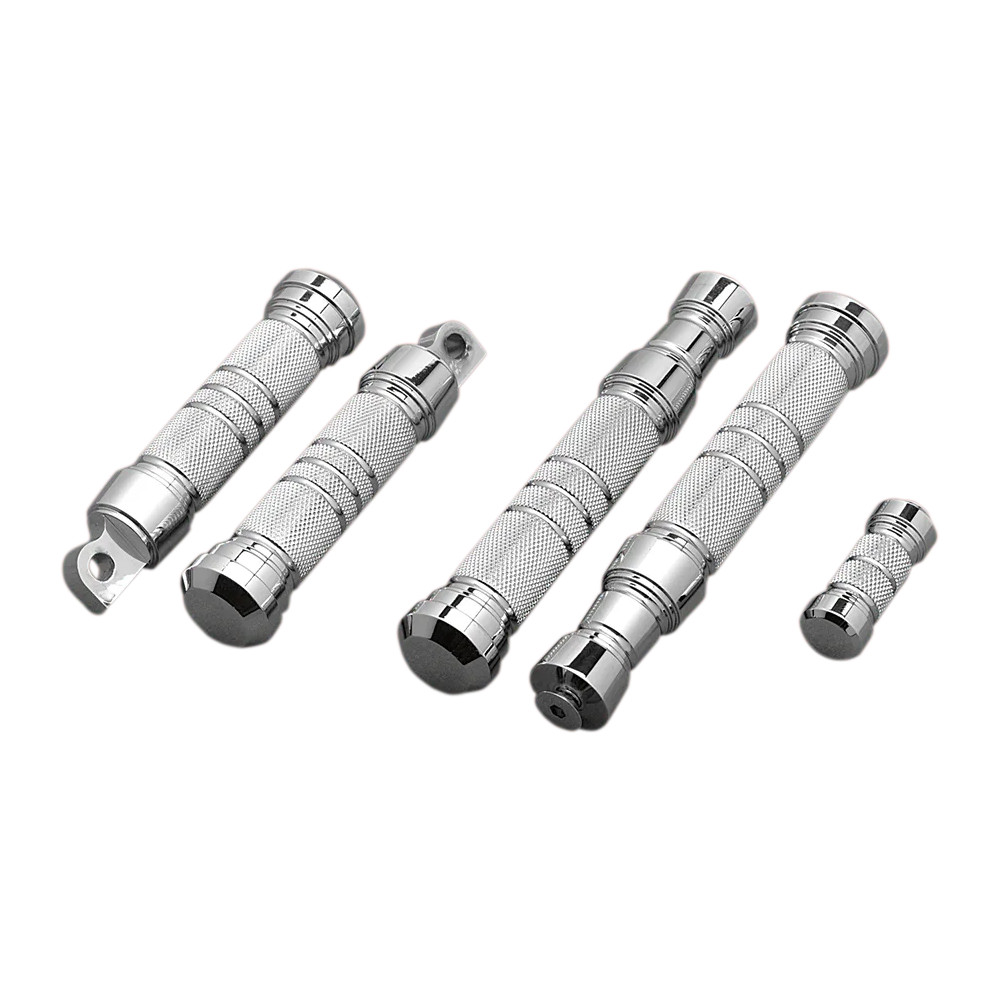 Reposapiés — 133 mm, montaje macho, izquierda/derecha, cromo