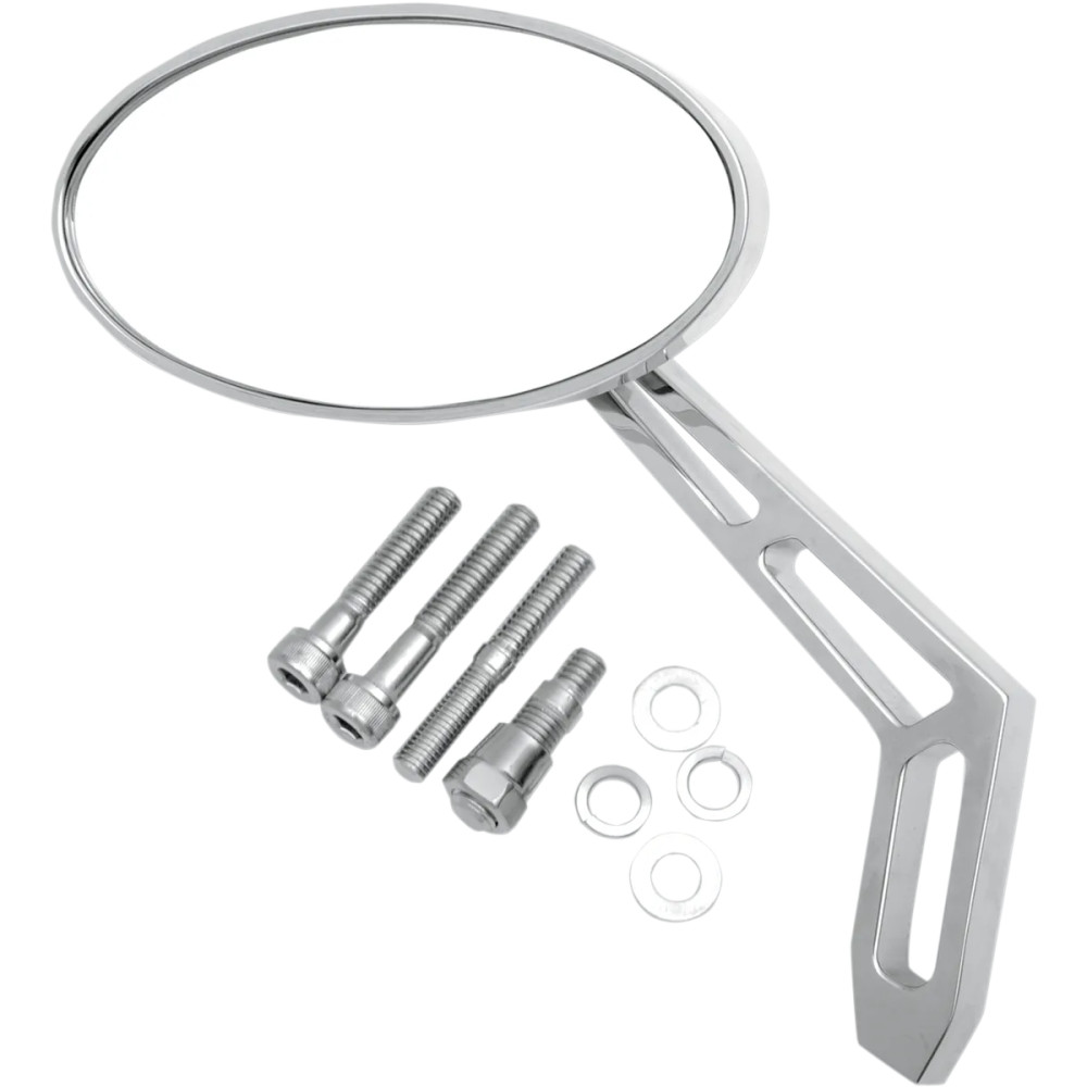Billet Aluminum Mirror — 63.5 mm head, 127 mm width, 165 mm stem, Chrome