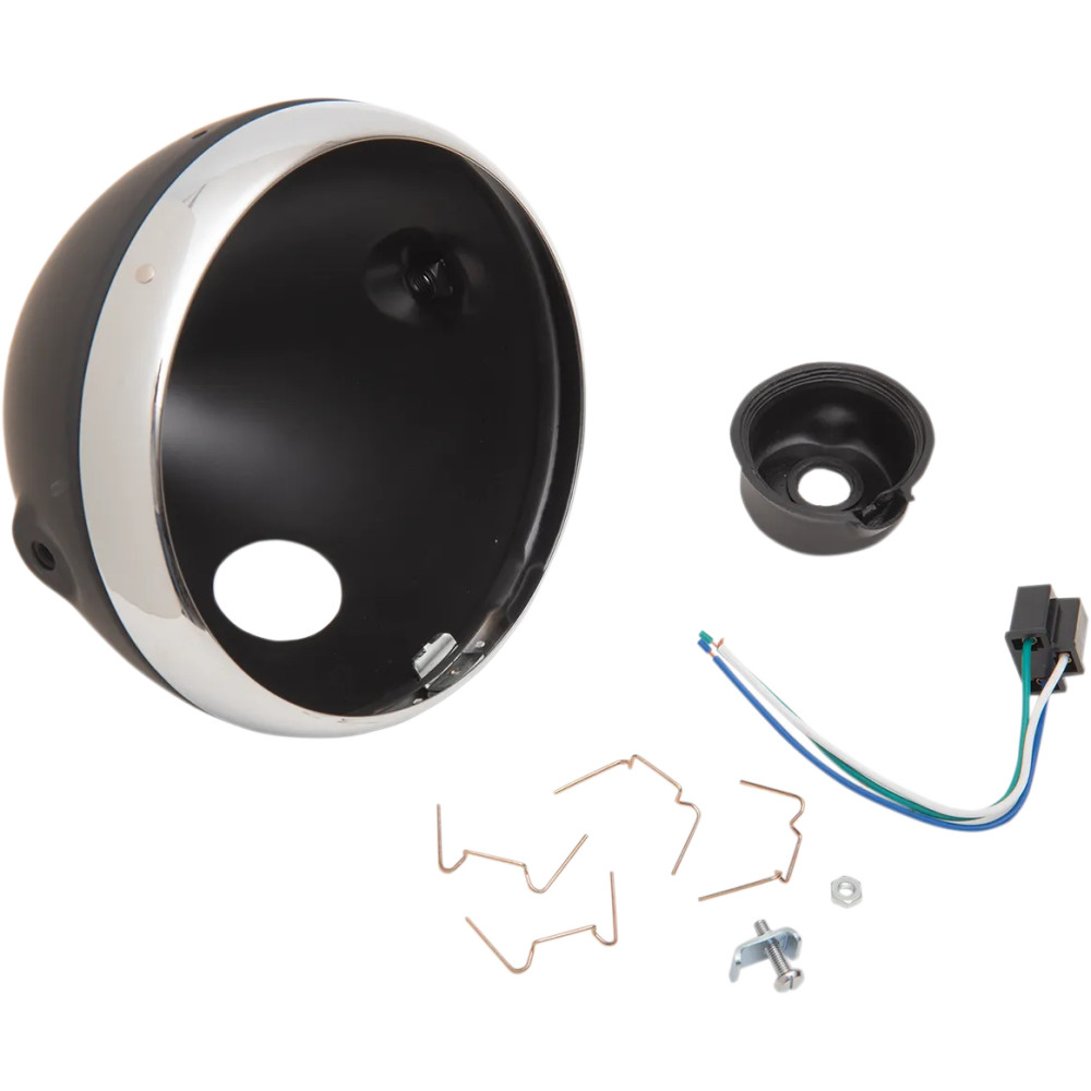 Lucas Style 7" Side Mount Headlight Shells — 7" (178 mm) diameter, 6-1/4" (16 cm) depth, Chrome