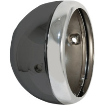 Lucas Style 5-3/4" Side Mount Headlight Shells — 146 mm (5-3/4"), Black, Chrome