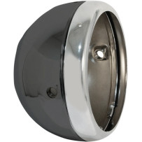 Lucas Style 5-3/4" Side Mount Headlight Shells — 146 mm (5-3/4"), Black, Chrome