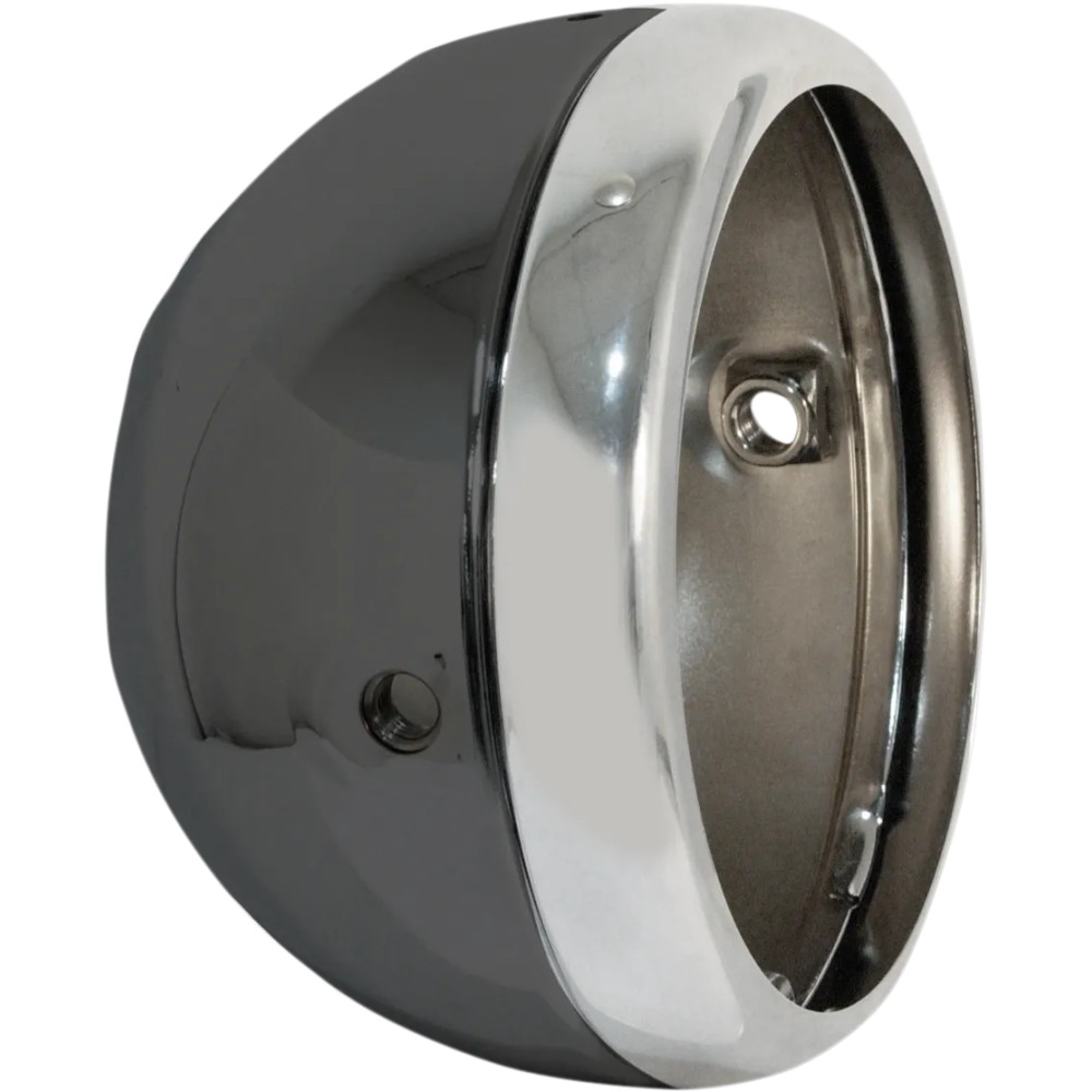 Lucas Style 5-3/4" Side Mount Headlight Shells — 146 mm (5-3/4"), Black, Chrome