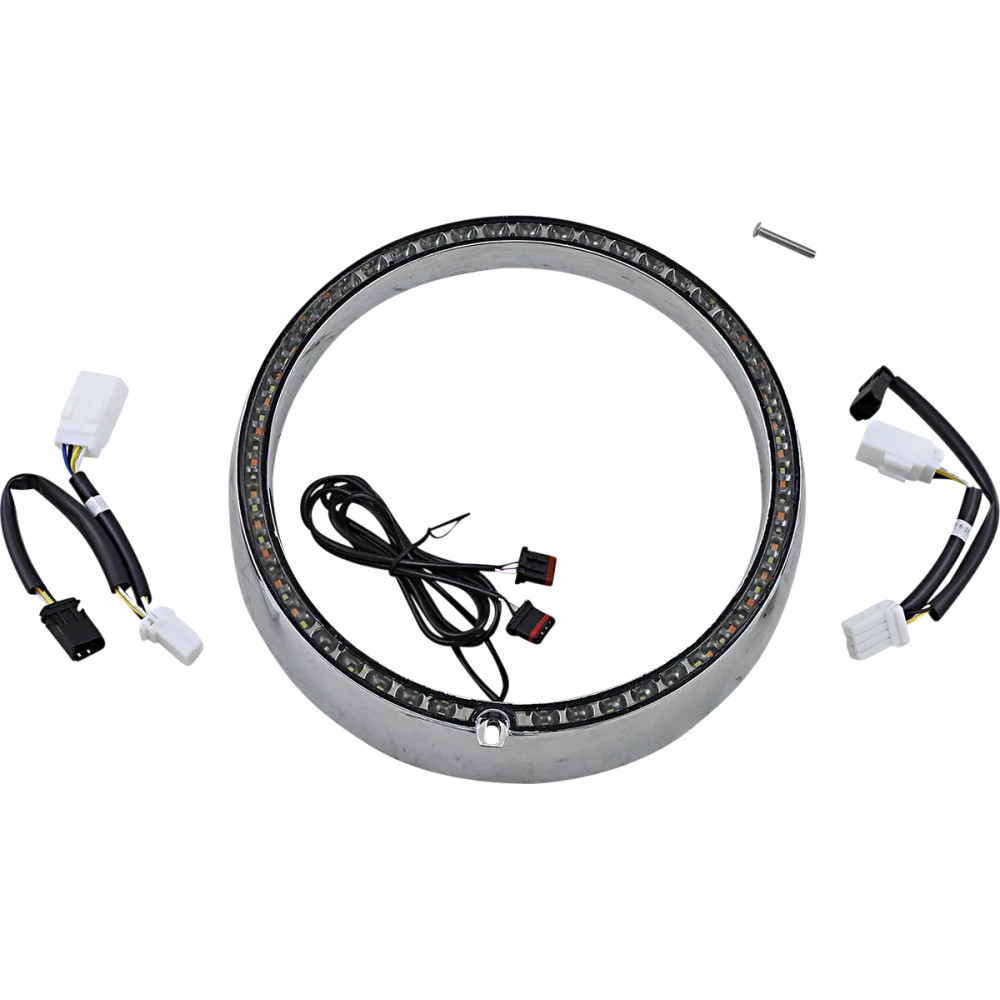 ProBEAM® Aro embellecedor de intermitente — LED ámbar y blanco, lente ahumada, acabado cromado, 60 LEDs