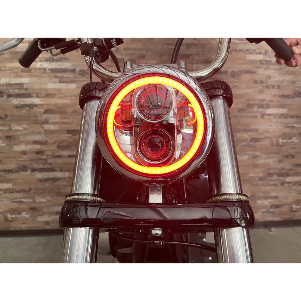 ProGLOW™ Faro LED con Halo cambiable de color — 146 mm (5-3/4"), para Harley-Davidson®, Cromado