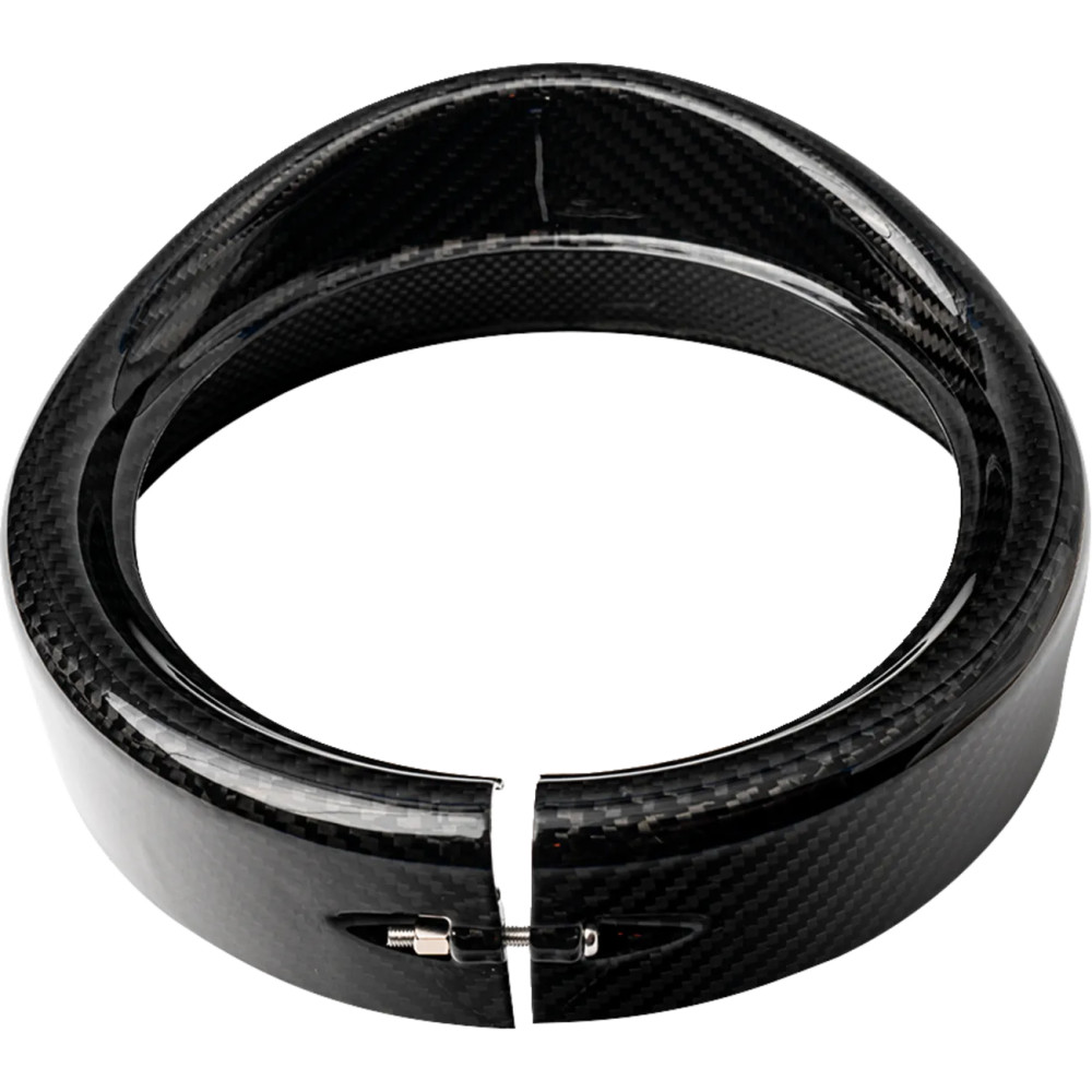 Headlight Trim with Visor — Carbon fiber, black gloss