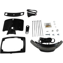 Latitude Luz Trasera y Soporte de Matrícula — para Harley-Davidson®, carcasa negra, lente ahumado claro