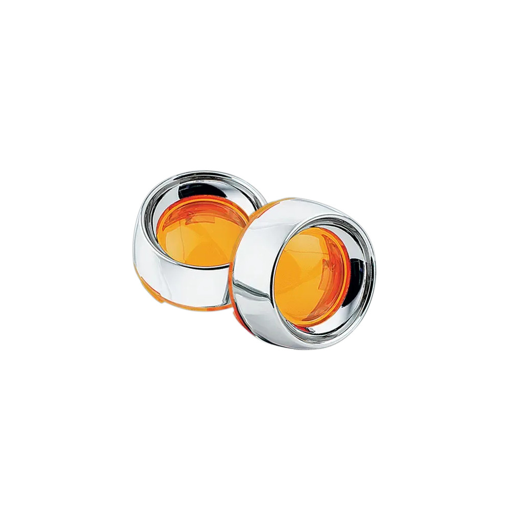 Deep-Dish Bezels with Lens for Bullet Turn Signals — Deep Dish, amber lens, front/rear, pair