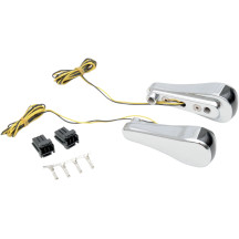 Intermitentes delanteros LED para Road Glide — 88.9 mm × 31.8 mm, 12V, cromado, lente ahumada