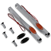 Luces intermitentes delanteras LED — 12V, lente ámbar, acabado cromado