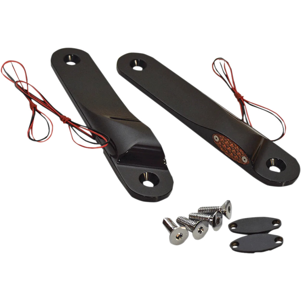 LED Front Signal Lights — 12V, Anodized Black, Amber lens