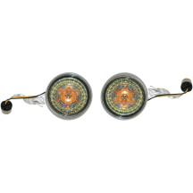 ProBEAM® Ringz Bullet Bezel LED intermitente — casquillo 1156, halo blanco y ámbar, lente ahumada, bisel cromado, par