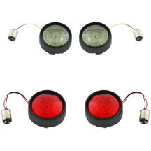 Kit completo de conversión de intermitentes delanteros y traseros con lentes de bisel tipo bullet — LED, zócalo 1157, negro