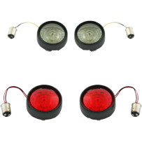 Kit completo de conversión de intermitentes delanteros y traseros con lentes de bisel tipo bullet — LED, zócalo 1157, negro