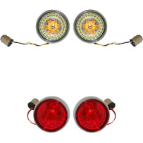 Kit completo de conversión de intermitentes delanteros y traseros con lentes de bisel tipo bala — 1157, cromo, lentes transparen