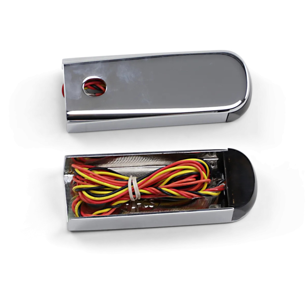 Fender Strut LED Marker Lights — 12V, red LEDs, chrome housing
