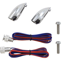 Luces LED Lightning Bullets de marcha, freno y giro — carcasa cromada, LED rojo, par