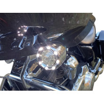 ProBEAM® Front Bullet Ringz™ — zócalo 1157, frontal, cromado, ámbar y blanco, par