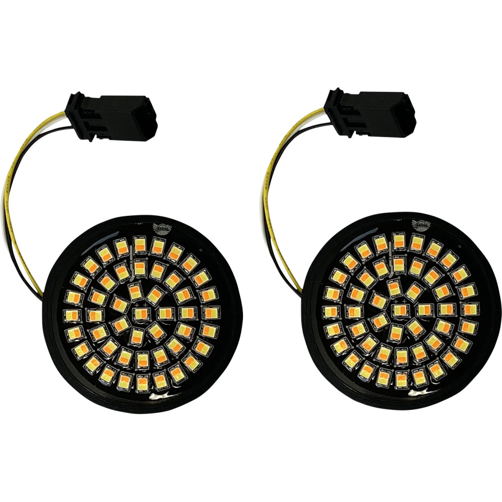 Inserciones de intermitentes LED Genesis® 4 Solid Amber/White (Halo Free) para CVO™ — 48 LED, toma JAE, par