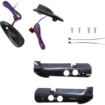 Luz de marcha y giro — Harley-Davidson®, carcasa negra, LEDs ámbar/blanco, lente transparente