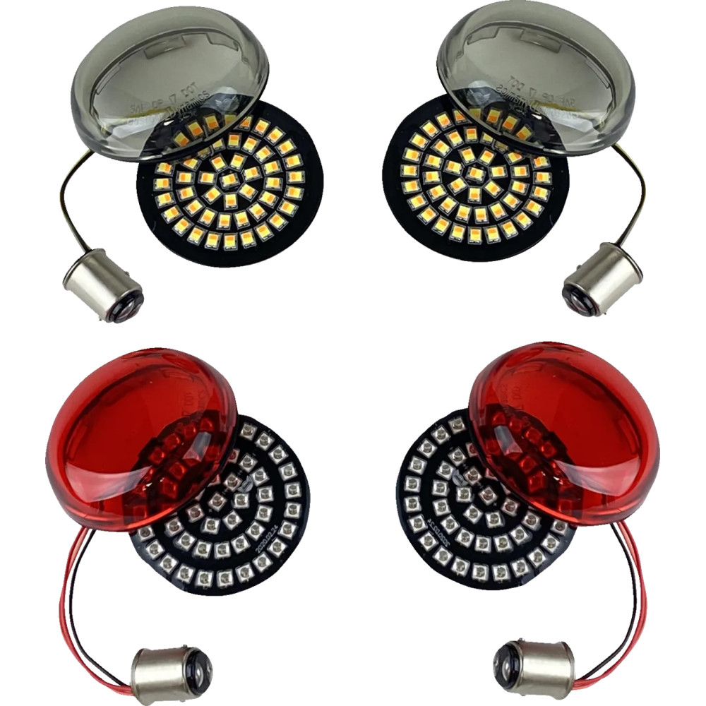 Genesis® 4 Kit de intermitentes LED delantero y trasero — base de bombilla 1157, delantero y trasero, lentes delanteros ahumados