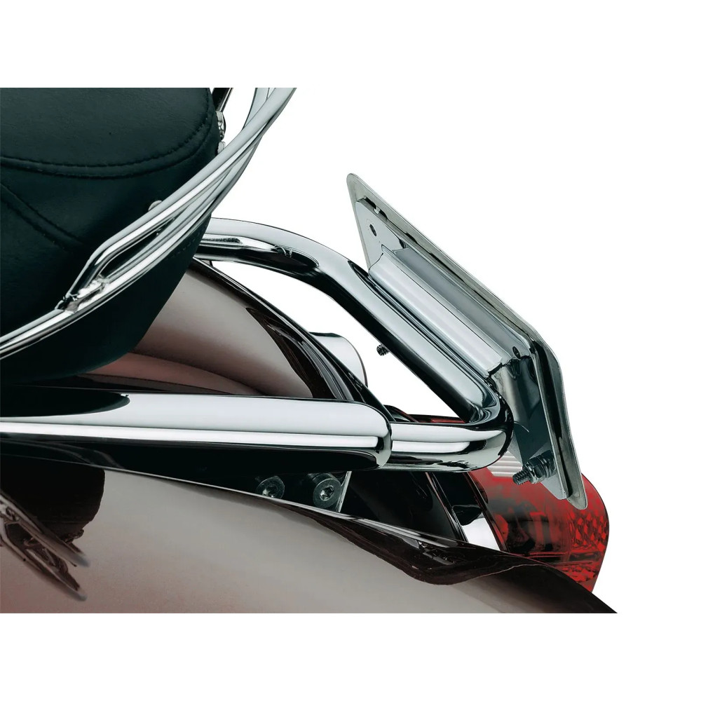 Laydown License Plate Holder — Chrome, rear mount, horizontal