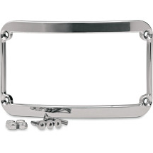 WFB™ Benchmark Stretched Rear Fender License Plate Frame — Chrome, Curved, Bolt-On