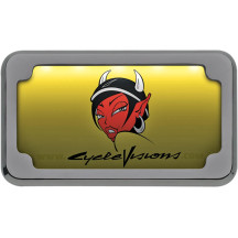 Beveled License Plate with Lights — fits 4" x 7" plates, 4-1/4" H, 7-1/4" W, Chrome