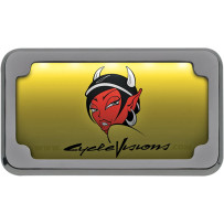 Beveled License Plate with Lights — fits 4" x 7" plates, 4-1/4" H, 7-1/4" W, Chrome