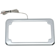 Beveled License Plate with Lights — fits 4" x 7" plates, 4-1/4" H, 7-1/4" W, Chrome