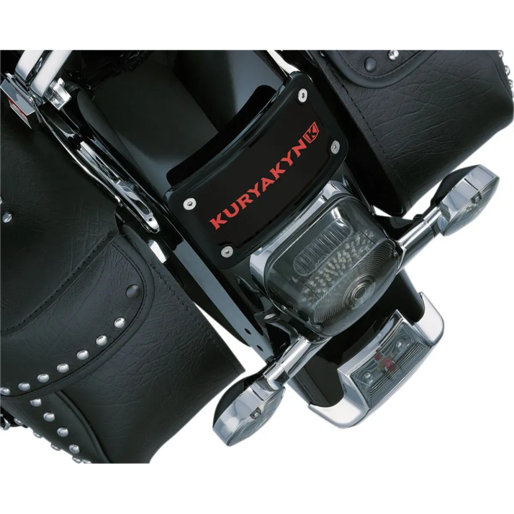 Curved Laydown License Plate Mount with Frame — Gloss Black, Rear, Horizontal