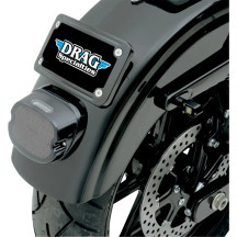 Curved Laydown License Plate Mount with Frame — Gloss Black, Rear, Horizontal