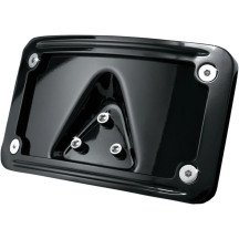 Curved Laydown License Plate Mount with Frame — Gloss Black, Rear, Horizontal
