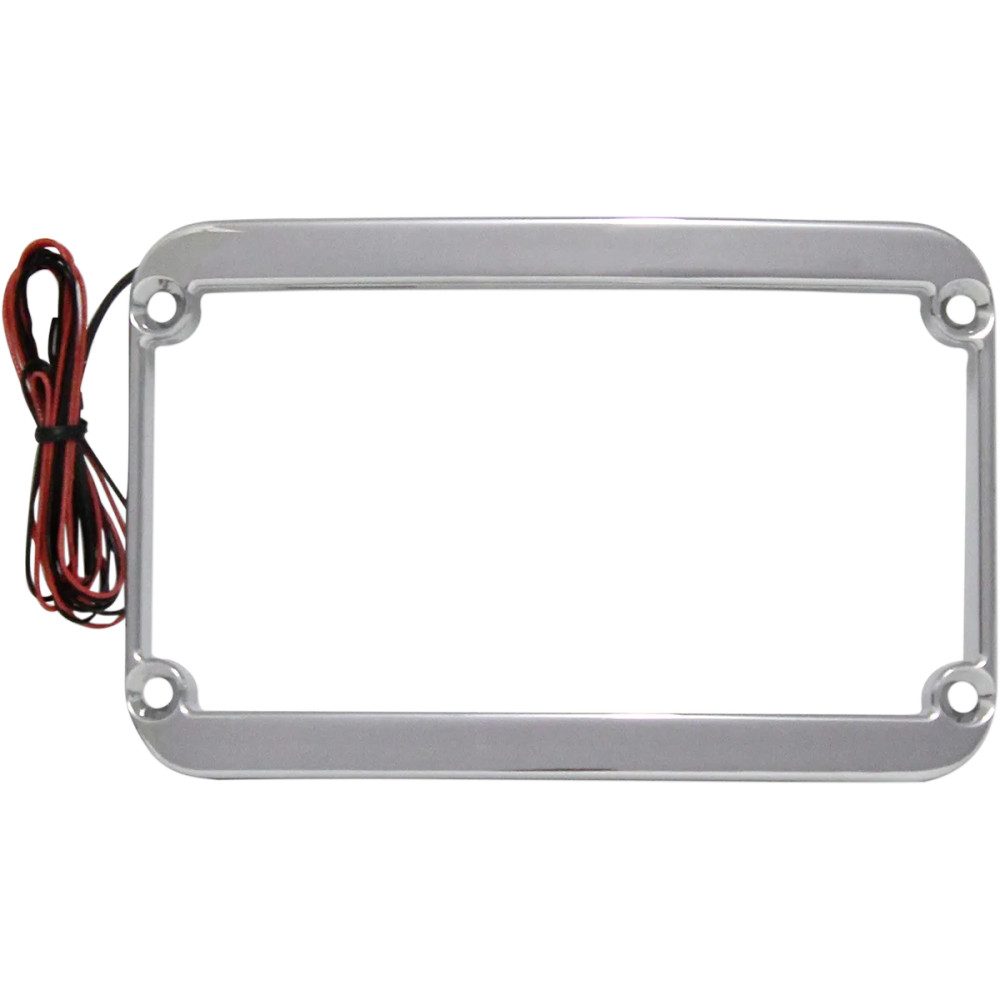 WFB™ Benchmark Stretched Rear Fender Lighted License Plate Frame — Chrome, Flat curvature