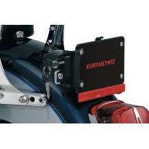 License Plate Mount with Helmet Lock — 7" W x 4-1/4" H backing plate, 5-1/2" x 2-7/8" mounting pattern, Black