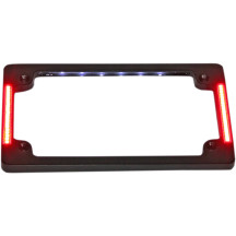 Aro de matrícula horizontal triple para motocicleta con LEDs empotrados e iluminación LED de la placa — 18.5 cm L x 11 cm H, neg