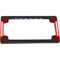 Aro de matrícula horizontal triple para motocicleta con LEDs empotrados e iluminación LED de la placa — 18.5 cm L x 11 cm H, neg