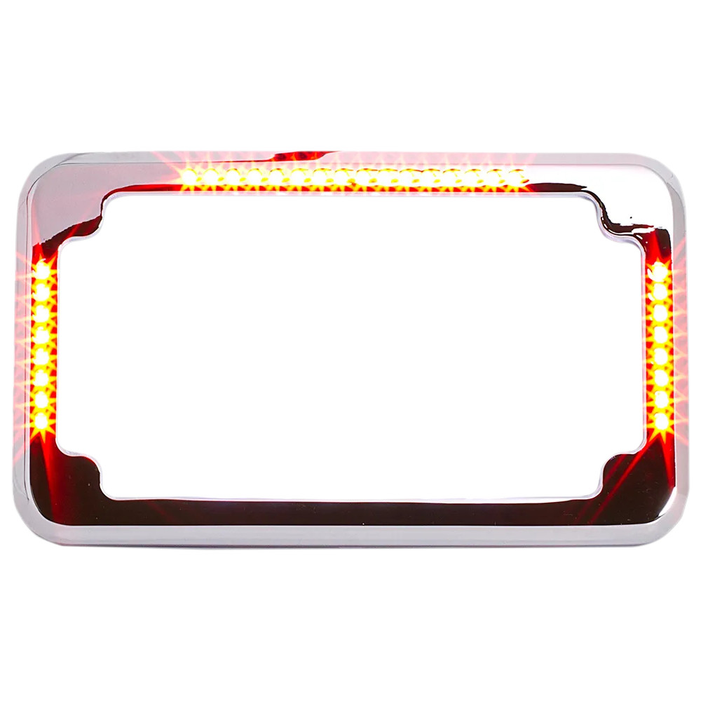 Slick Signals Flat License Plate Frame — 4" x 7", flat, chrome