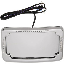 Curved Slick Signals License Plate Frame with 3-Hole Backing Plate — Rear mount, Chrome