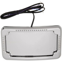Curved Slick Signals License Plate Frame with 3-Hole Backing Plate — Rear mount, Chrome
