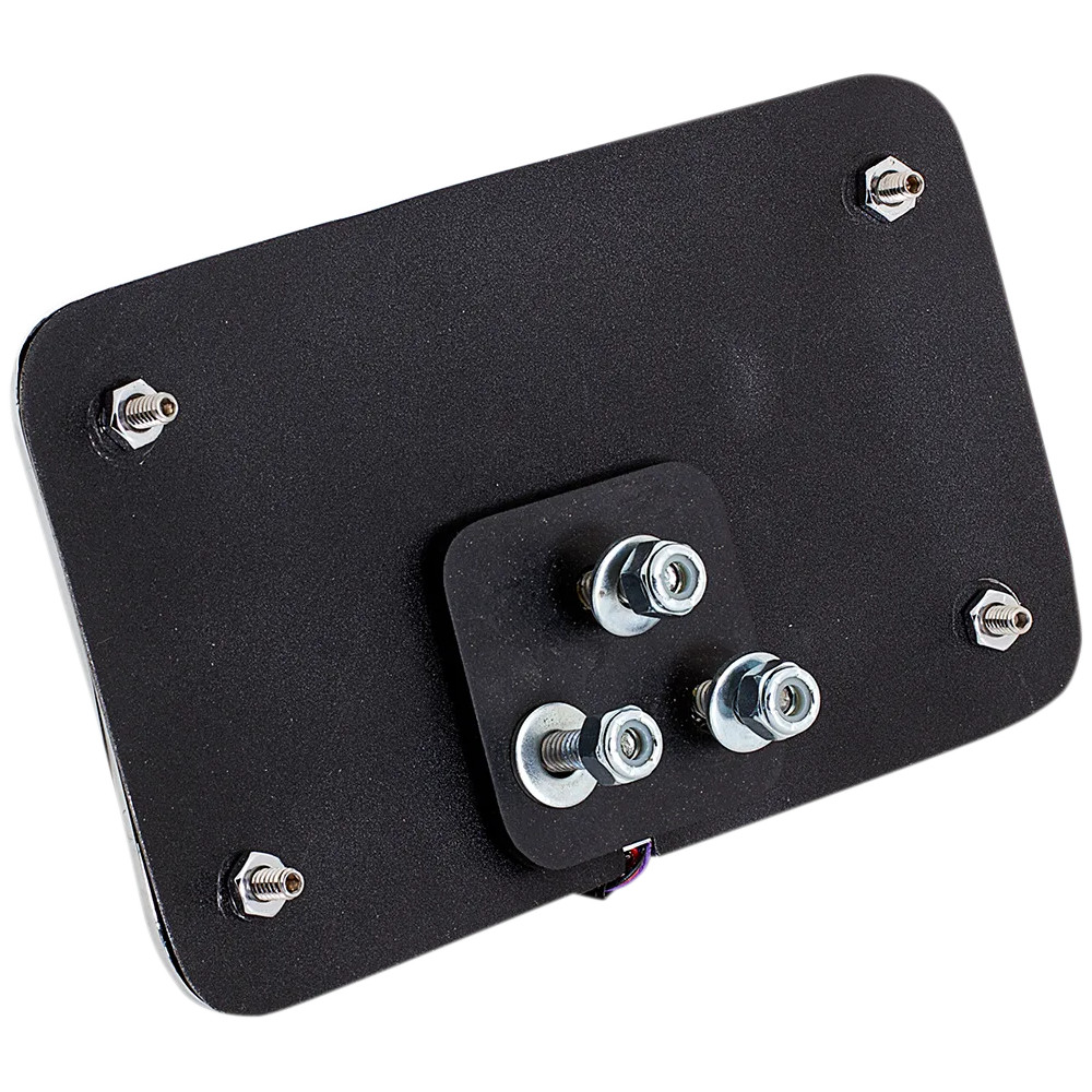 Curved Slick Signals License Plate Frame with 3-Hole Backing Plate — Rear, Black