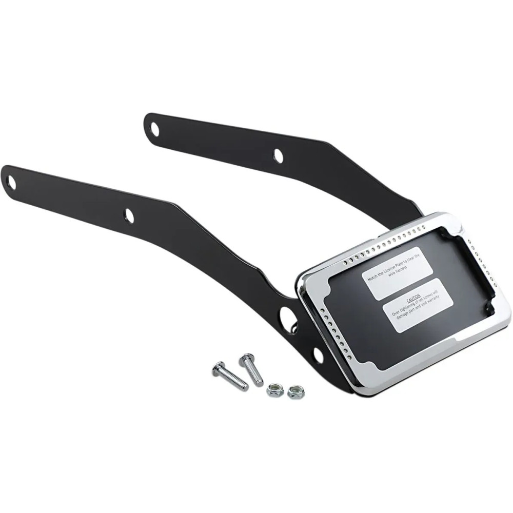 Curved License Mount with Frame — Harley-Davidson®, Slick Signals, Rear, Chrome