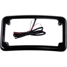 Beveled License Plate with Lights — Fits 4" x 7" plates, 18.5 cm × 11 cm, Black