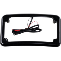 Beveled License Plate with Lights — Fits 4" x 7" plates, 18.5 cm × 11 cm, Black