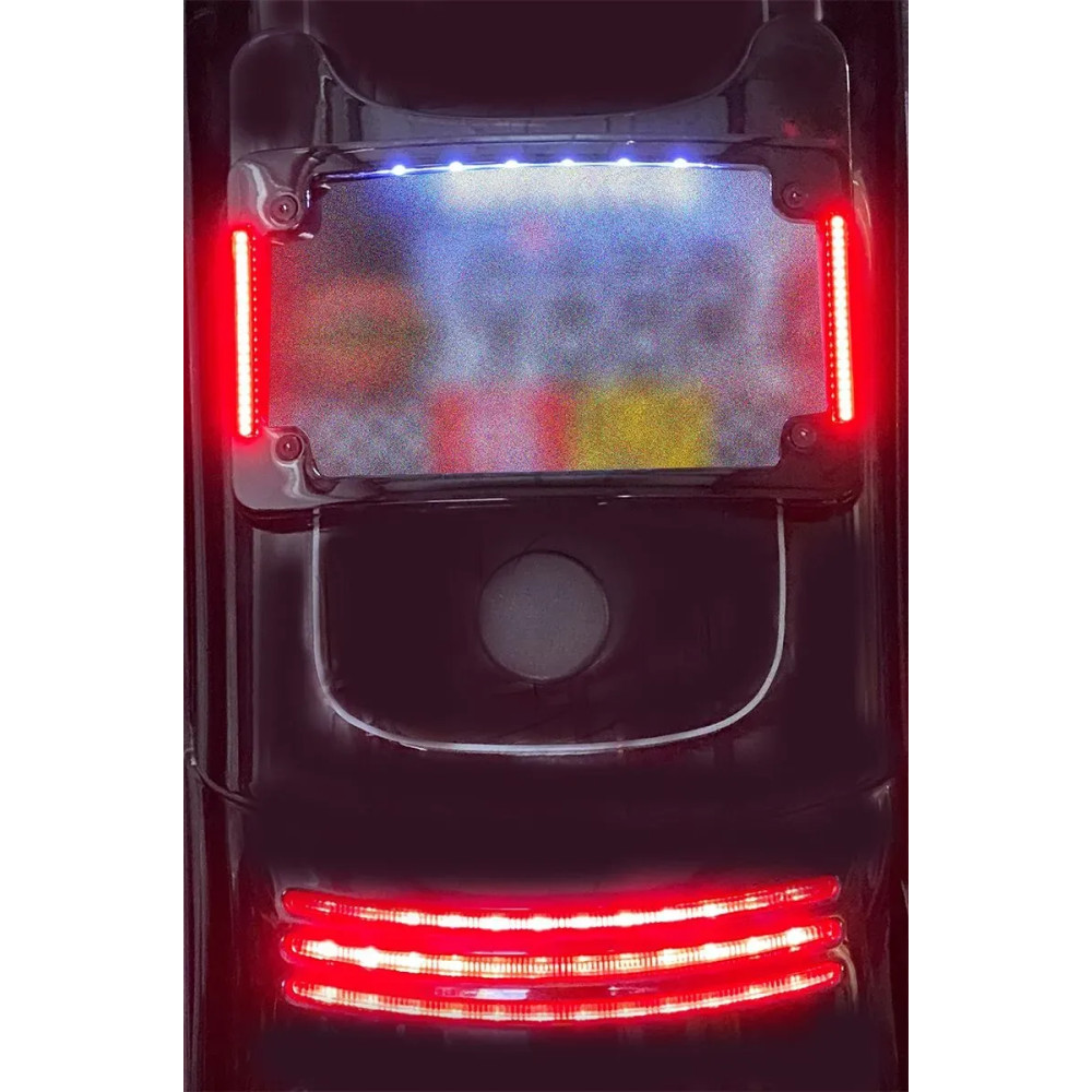 Marco de matrícula LED curvo — Curvado, Horizontal, Negro, 26 LEDs, Aluminio