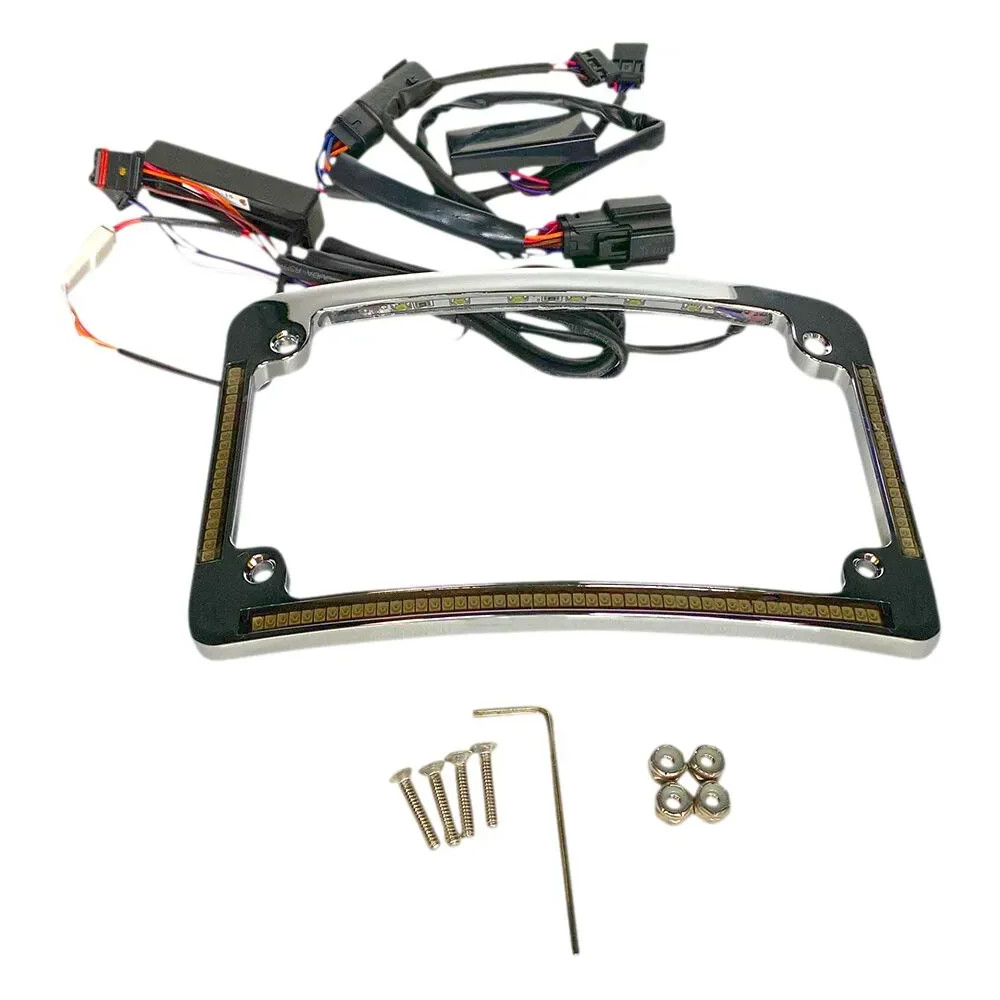 Marco de matrícula LED curvo — 12° curvatura, horizontal, 76 LEDs, cromado