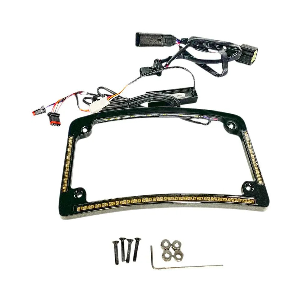 Marco de matrícula LED curvo — curvatura 12°, horizontal, fijación con tornillos, negro