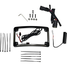 Marco de matrícula LED curvo — curvatura 12°, horizontal, fijación con tornillos, negro