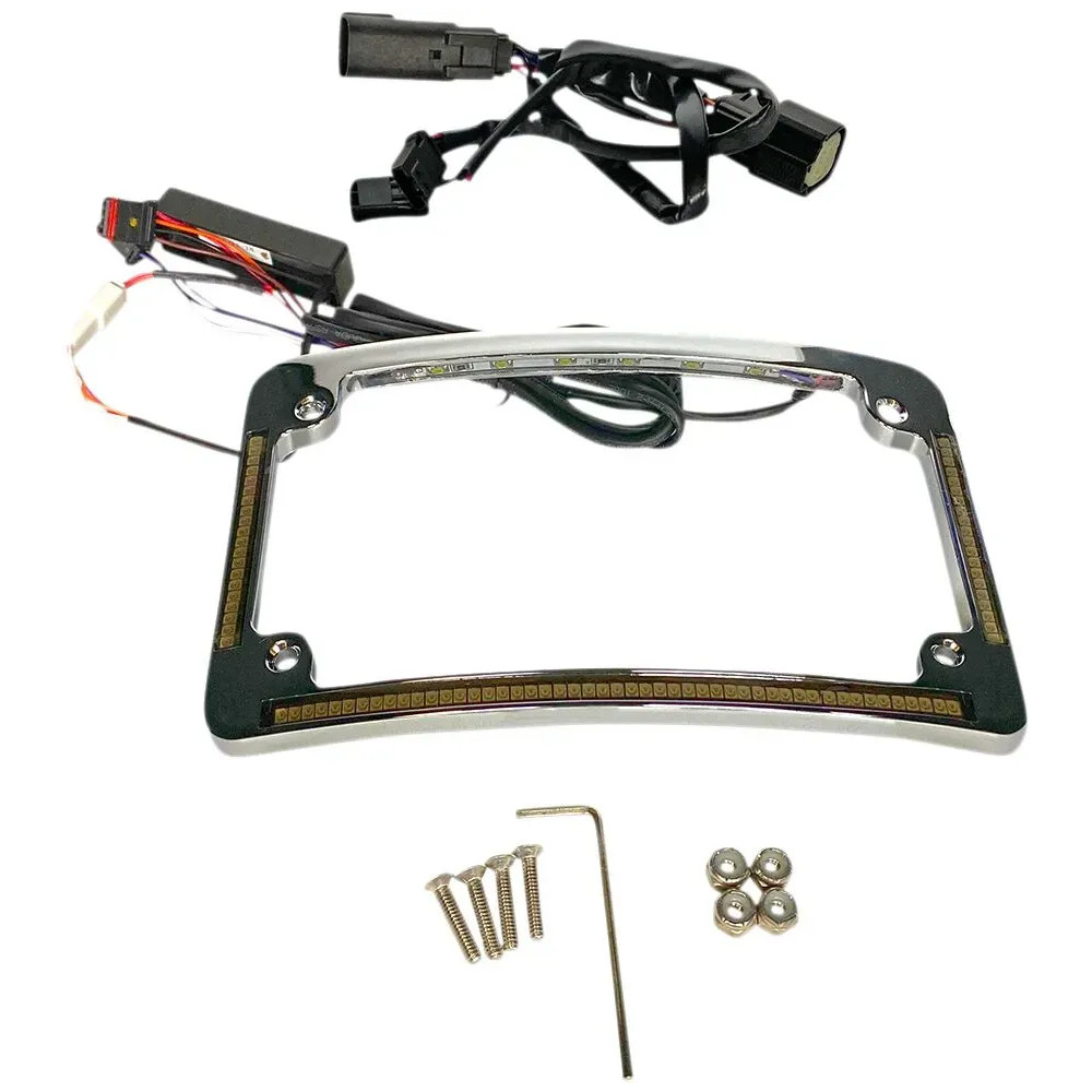 Marco de matrícula LED curvo — 12° curvado, Cromo, 76 LED, Bolt-On