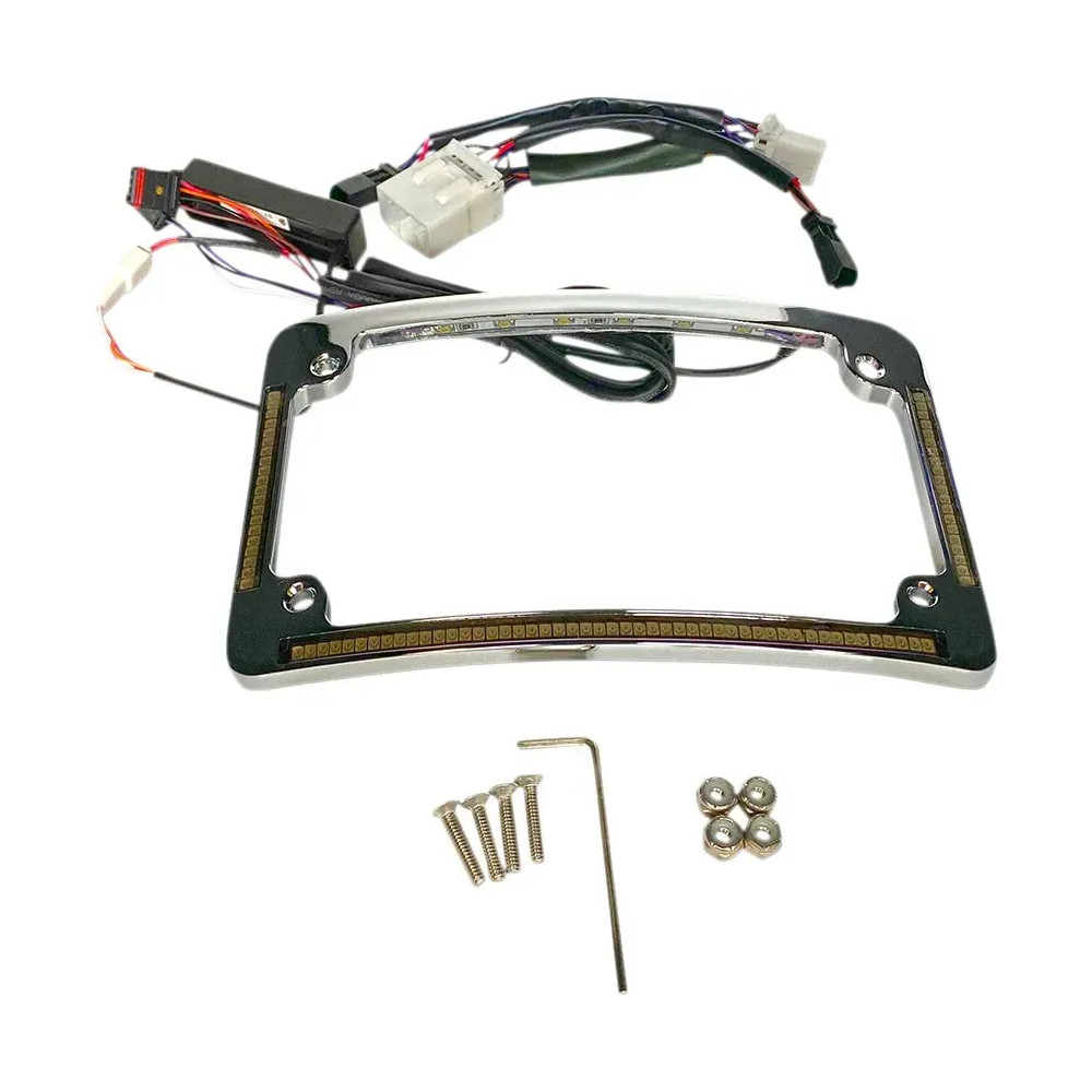 Marco de matrícula LED curvo — curvatura 12°, horizontal, cromado