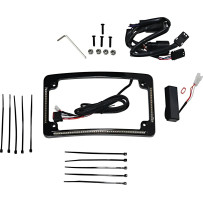 Marco de matrícula LED curvo — curvatura 12°, aluminio negro, horizontal